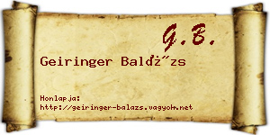 Geiringer Balázs névjegykártya